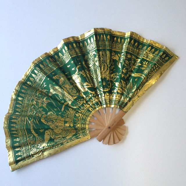 FAN, Asian Style - Green Gold Balinese 80cm 